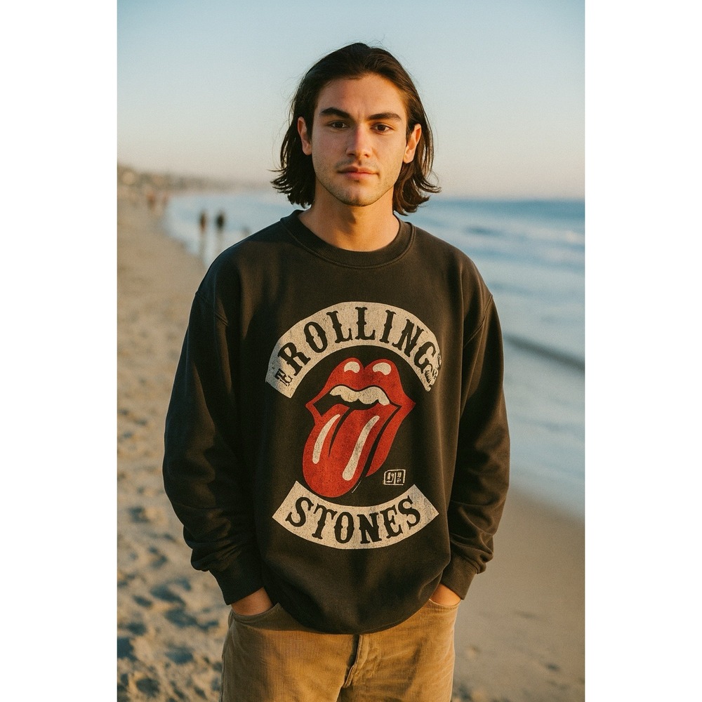 The Rolling Stones Sweatshirt Mens L‎ Black Tour 1978 Graphic Vintage Rock Band